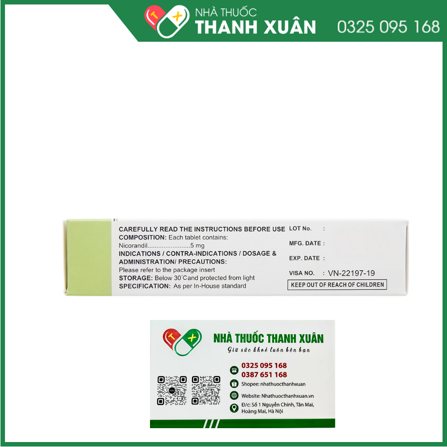 Nicomen 5 mg điều trị đau thắt ngực
